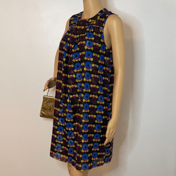 Anna Sui mod metallic graphic print shift dress! - Picture 5 of 12